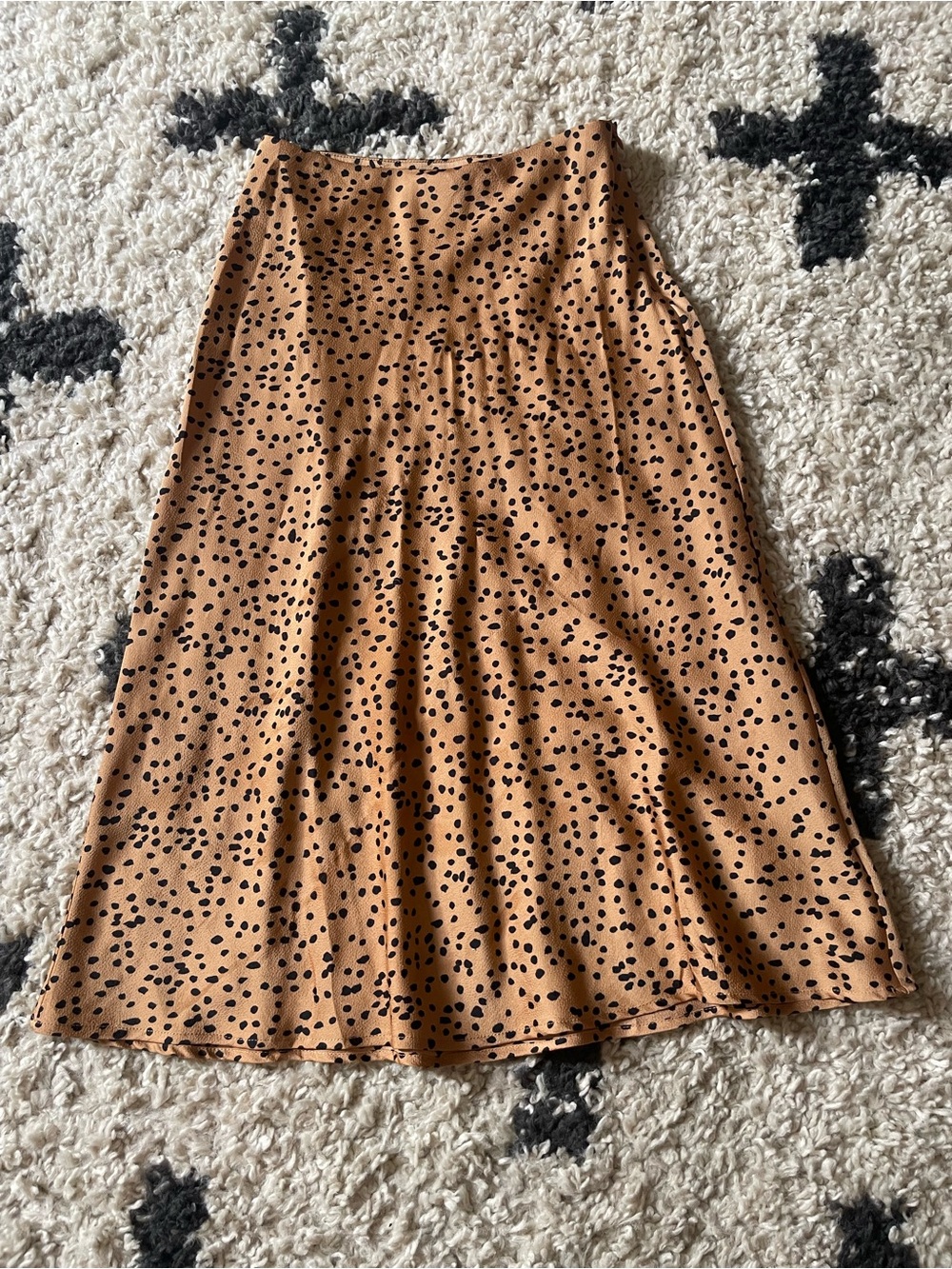 Cotton Candy Tan & Black A-Line Midi Animal Print Skirt